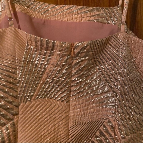 The Bar Logan Metallic Mini Dress Peach Coral Orange Gold Sleeveless Cocktail 6 - Picture 6 of 8